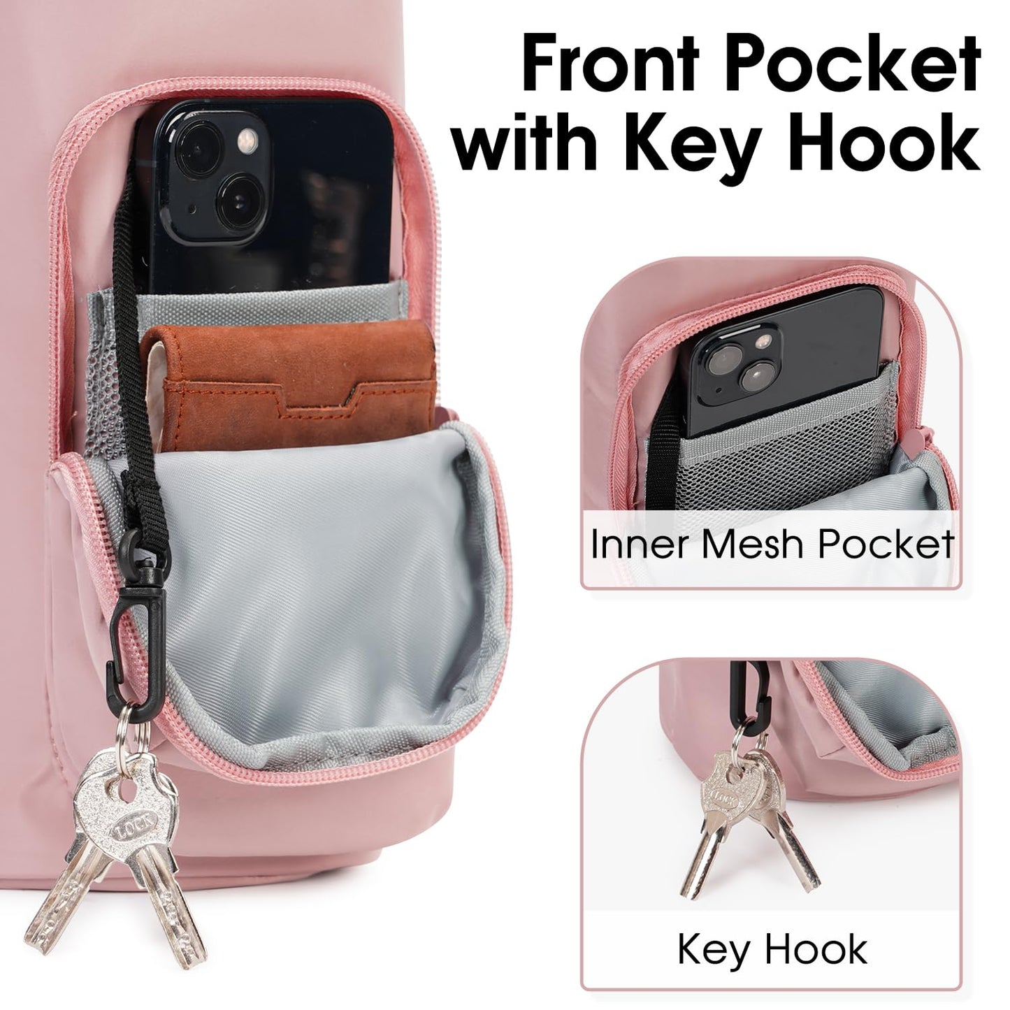 Ceneda Water Bottle Carrier Bag with Phone Pocket 32oz 40oz Tumbler Insulated Water Bottle Holder with Adjustable Shoulder Strap Carrier Sling Bag (Pink)