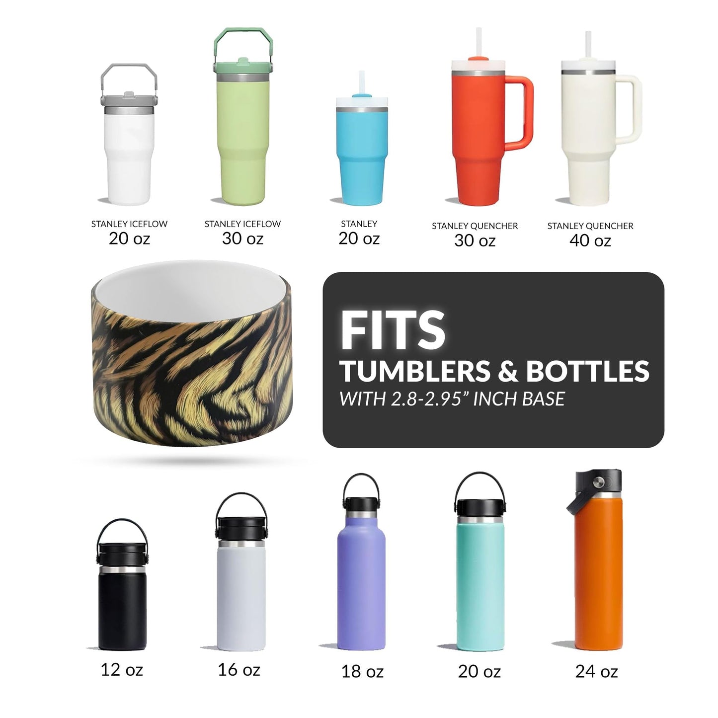 REUZBL Leopard Silicone Bottle Boot Sleeve for Stanley Tumblers 20-40oz, Hydro Flask Tumblers, Simple Modern Tumblers, Iron Flask Tumbler, Similar Tumblers, Tumbler Water Bottle Accessory