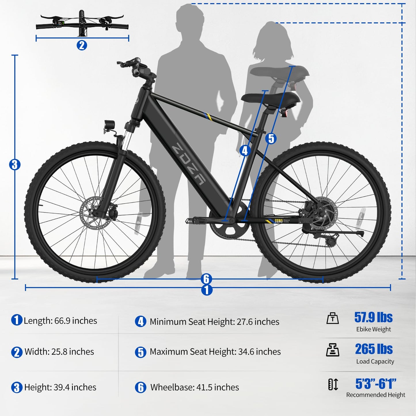 ZDZA Electric Bike, 1000W Peak Motor, 26” Electric Mountain Bike, 375Wh Removable Battery, 40 Miles Range & 20 Mph Step-Over Ebike for Adults, Electric Bicycle for Commute, 7 Speed (Black)
