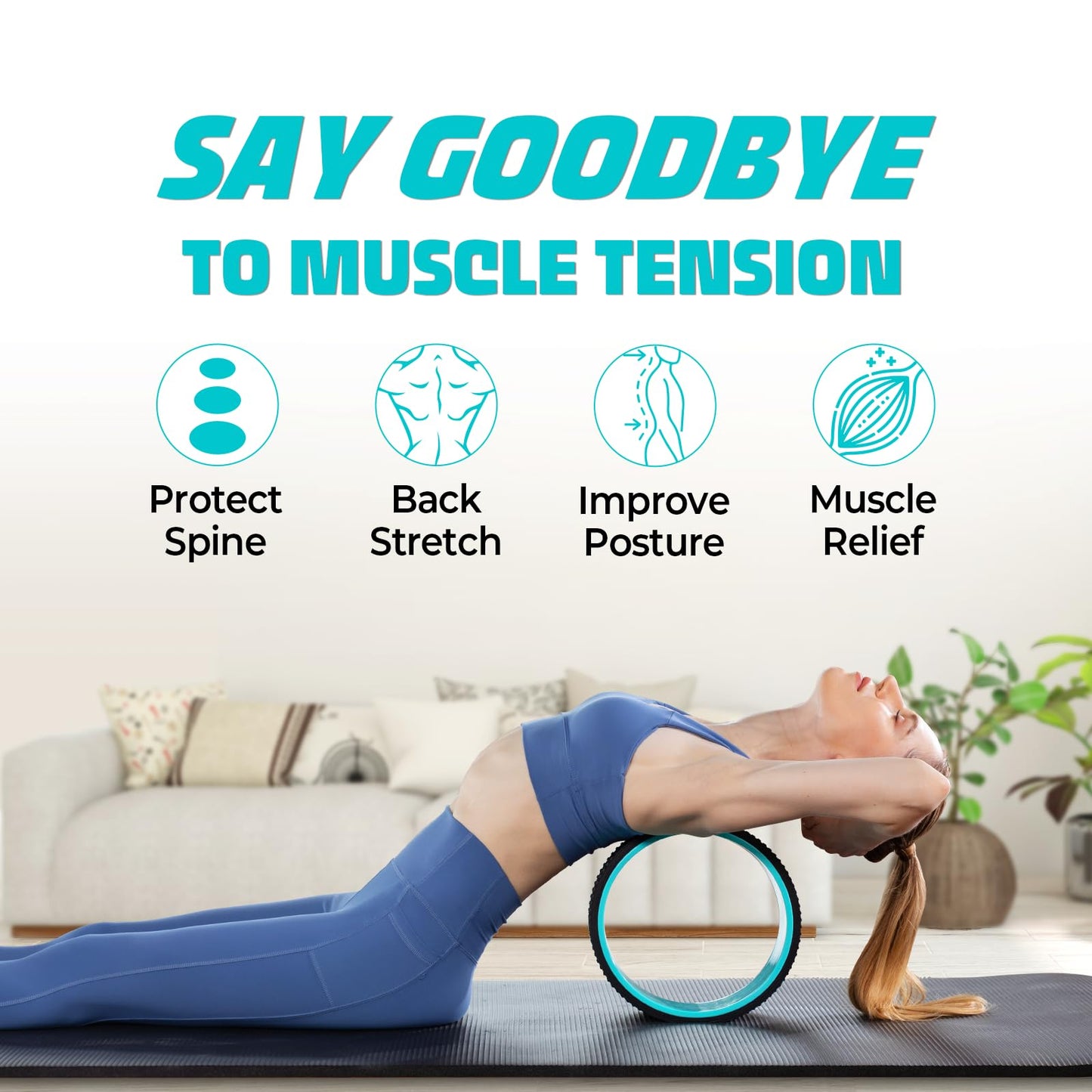 YES4ALL 500 Lbs Spinal Wheel Foam Roller, Yoga Wheel for Back Pain & Stretching, Massage Trigger Points for Back, Hip, Neck