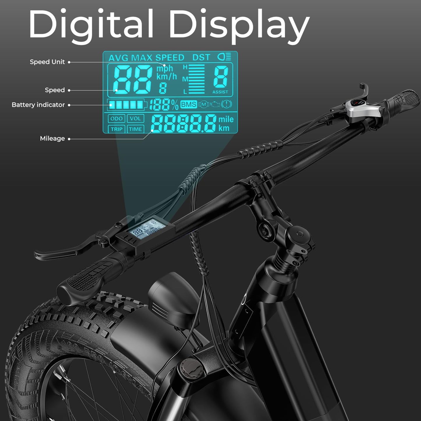 ANCHEER 26" Electric Bike for Adults, 1000W Peak Electric Bike 28MPH 60 Miles Range, 48V 15Ah Built-in Battery - 3A Fast Charging, Fat Tire Electric Bike Off-Road for Women/Men, UL-Certified 7 Speed