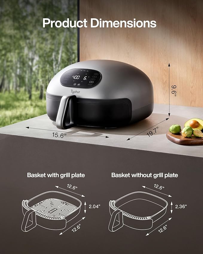 Dome Air Fryer, No.1 Cooking Speed Large Air Fryer with Superior Airflow, Self-cleaning Smart Digital Air Fryer with Dishwasher Safe Basket for Quick Easy Meals, Up to 32 Chicken Wings Capacity