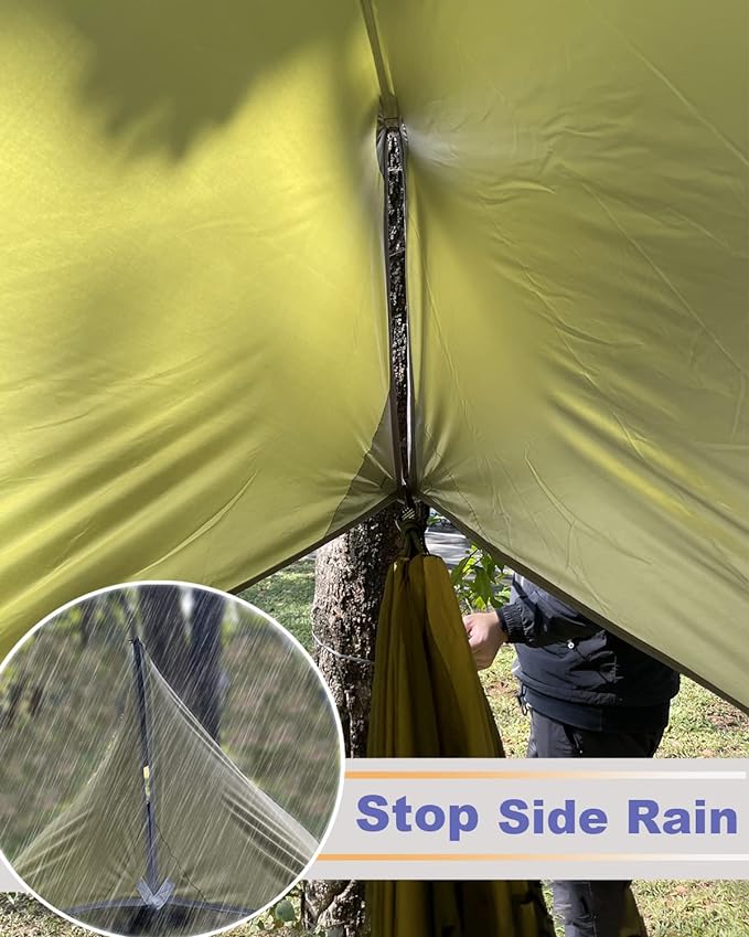 Hammock Tent Rain Fly-Camping Hammock Outdoor Tarp-Small Door Design-Keep Side Wind Rain-Best for Backpacking Hiking Camping Survival