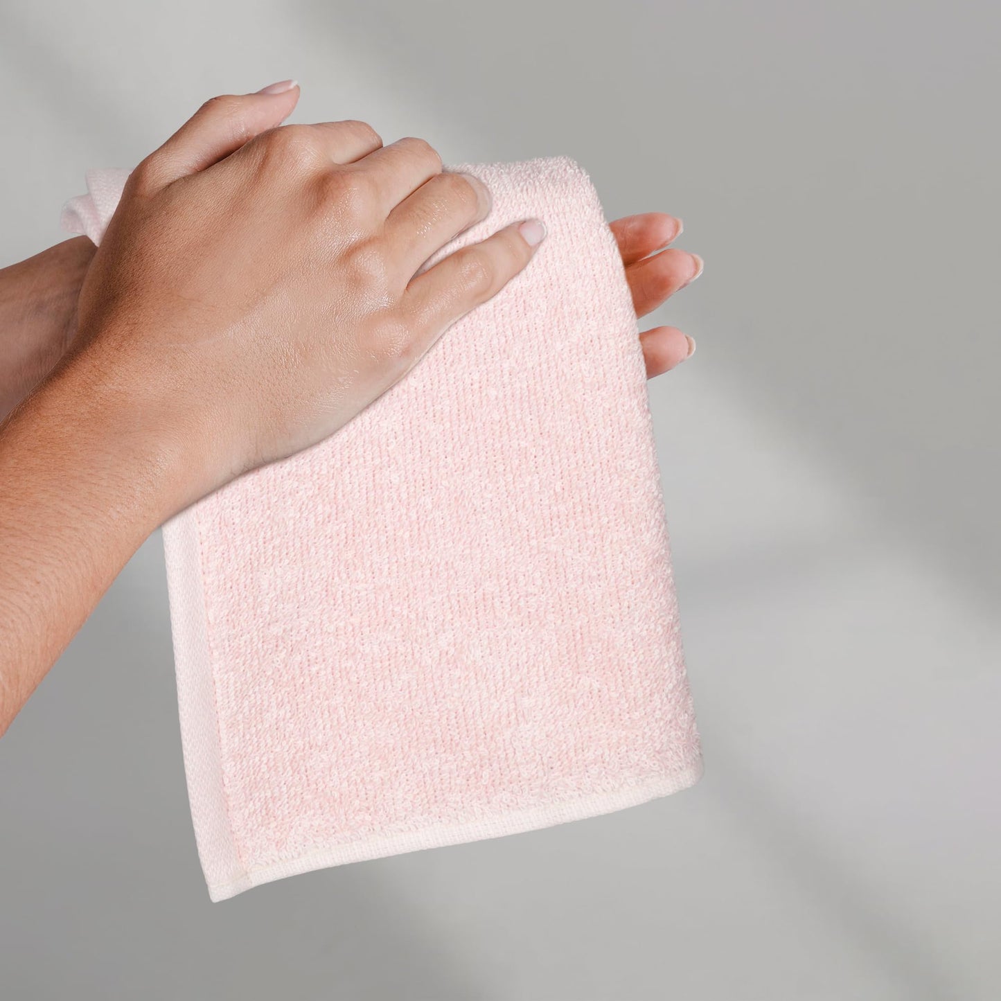 Amazon Basics face Towels for bathroom, 100% Cotton Extra Absorbent washcloth , Fast Drying - salon towel - 24 Pack Petal Pink (12 x 12 inches)