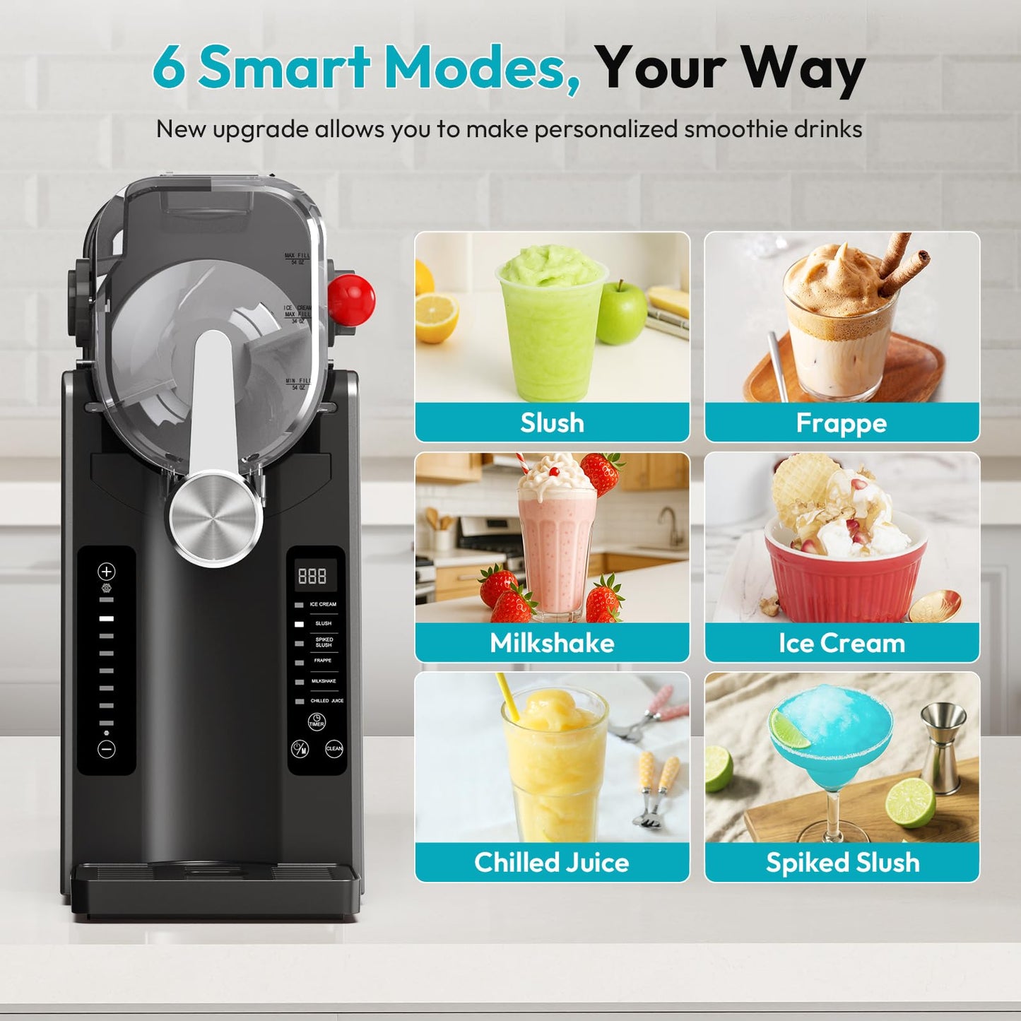 Rellytech Slushy Machine for Home - Slushie Machine No Ice Needed with 6 Preset Programs, Ice Cream, Margaritas, Frappes, Smoothie, Professional Frozen Drink Maker, Self-Cleaning, Fathers Day Gift