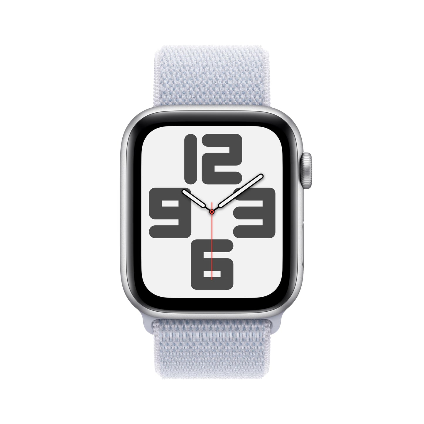 Apple Watch SE (2nd Gen) [GPS 44mm] Smartwatch with Silver Aluminum Case with Winter Blue Sport Loop. Fitness & Sleep Tracker, Crash Detection, Heart Rate Monitor, Carbon Neutral