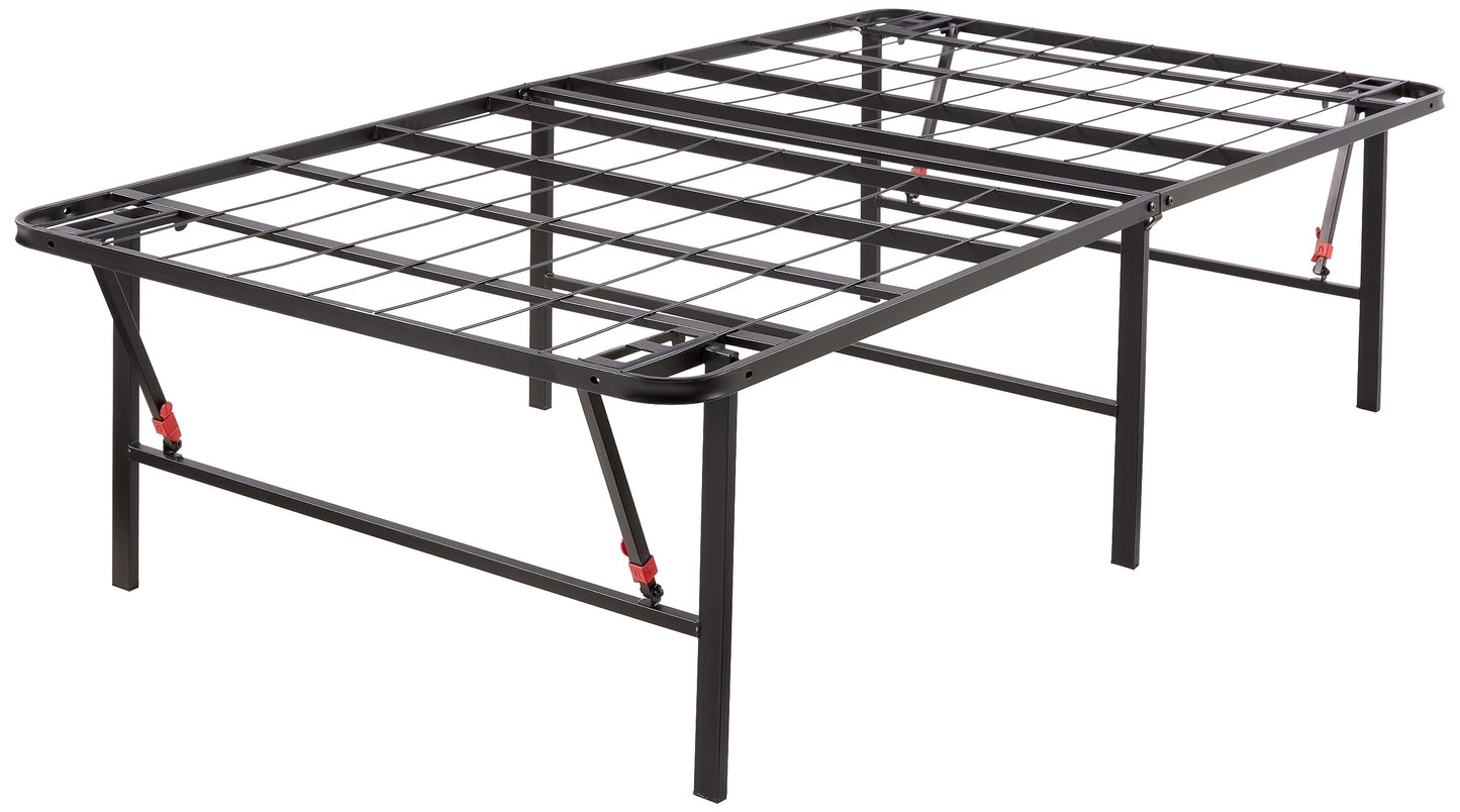 Amazon Basics Bed Frame with Storage, Foldable Metal Platform, Sturdy Steel, No Box Spring Needed, 18 inches High, Tool-Free Setup, Twin Size, Black