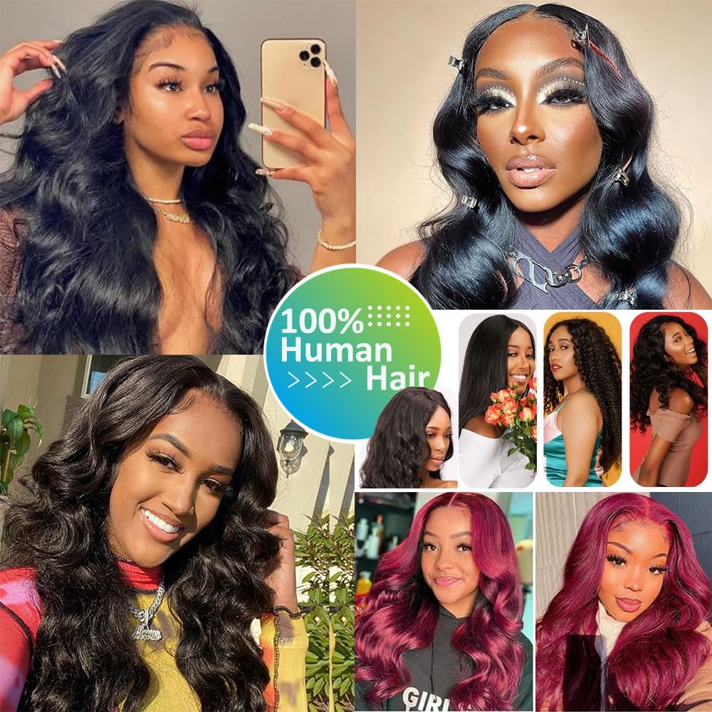 AnJudyReid Brazilian Human Hair Bundles 20 22 24 Inch Body Wave Bundles Human Hair 12A 100% Unprocessed Virgin Hair Weave 3 Bundles Deals Human Hair Natural Black Color