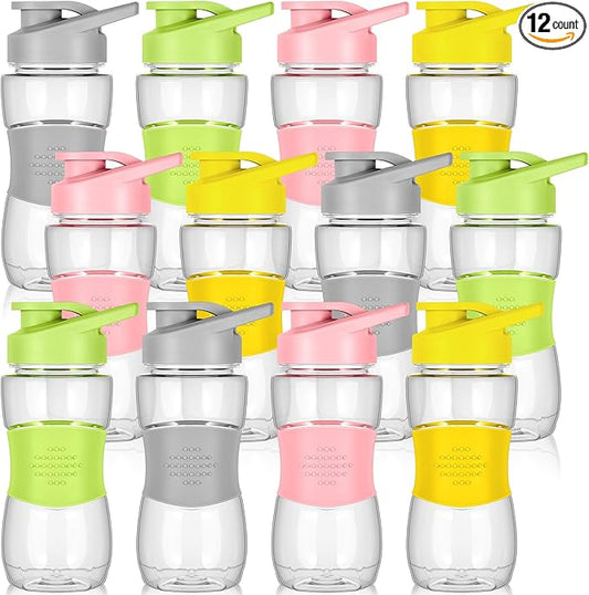 Hushee Water Bottles for Kids 12 oz Leak Proof Drinking Bottle Bulk Plastic Sports Bottles Clear Water Bottle Flip up Portable for School Students Boys Girls Travel Outdoor