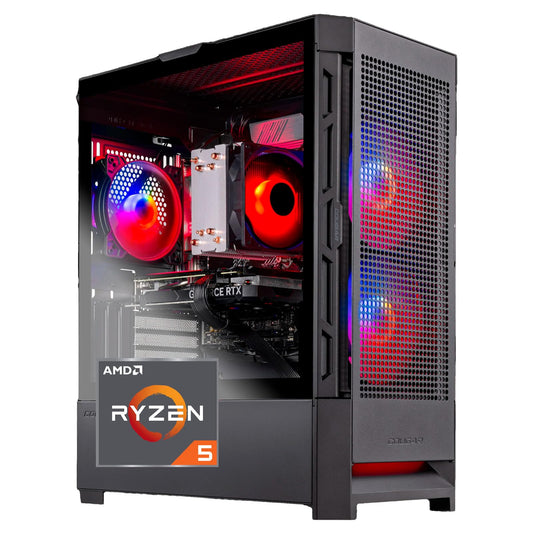 Skytech Blaze4 Mini Gaming PC Desktop, Ryzen 5 5600 3.5 Ghz (4.4GHz Turbo Boost), NVIDIA RTX 4060 8GB GDDR6X, 1TB SSD, 16GB DDR4 RAM 3200, 650W Gold PSU, Wi-Fi, Win 11 Home