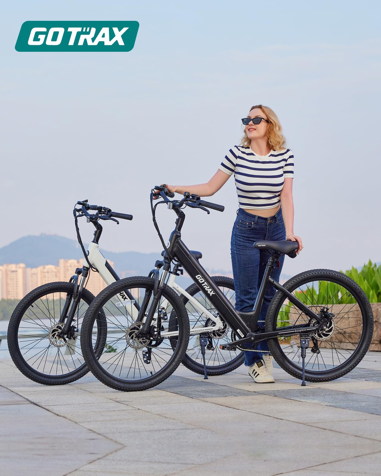 Gotrax Dolphin 26" Electric Bike, Max Range 30Miles(Pedal-assist1) & 20Mph Power by Peak 500W, 5 Pedal-Assist Levels & Front Suspension, 7-Speed&Boost Mode, City E-Bike for Adult White