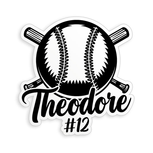 Personalized Baseball Sticker Custom Name Number Baseball Softball Logo Emblem Sticker Waterproof Die-Cut Vinyl Sticker for Water Bottle Laptop Hard Hat Kindle Sticker Decal Decor Gifts for Him Kids