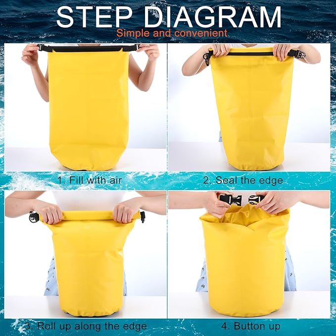 2 Set 20L Sand Anchor Heavy Duty Buoy Kit 2 in 1 Kayak Anchor Floating Waterproof Dry Bag with High Visibility Float Rope for Lake Beach Boat Hiking Camping Water Sports Surfing Kayaking(Yellow)