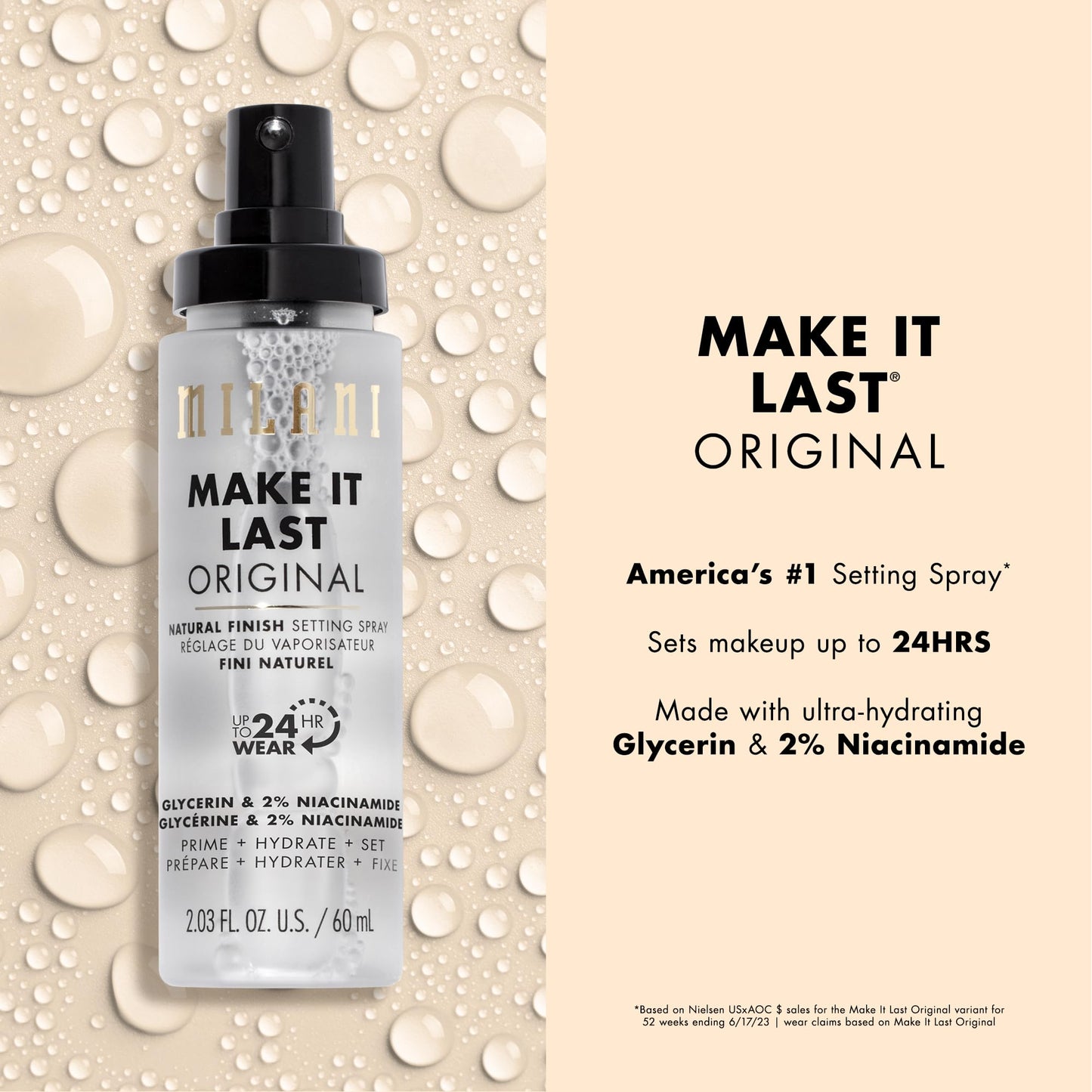 Milani Make It Last Original - Natural Finish 3-in-1 Primer and Setting Spray + Make It Dewy Setting Spray 3 in 1- Hydrate + Illuminate + Set Makeup Finishing Spray