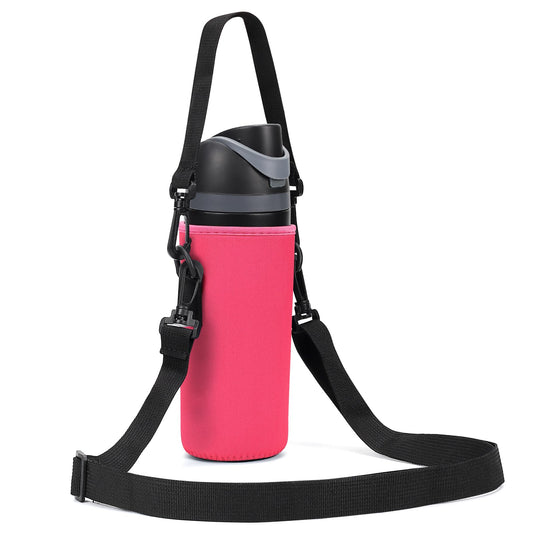 MEETI Neoprene Water Bottle Carrier Bag with Adjustable Shoulder Strap for Owala 24 OZ Tumbler, Insulated Water Bottle Cover for Owala FreeSip Insulated Water Bottle (Bright Pink, 24 OZ)