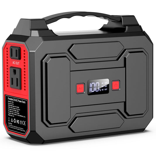 Apowking 146Wh Portable Power Station Bank 200W Peak(100W Rated) Solar Powered Power Bank with AC Outlet 110V, 39600mAh, USB QC3.0 Fasting Charging, LED Flashlights for Home Camping Emergency