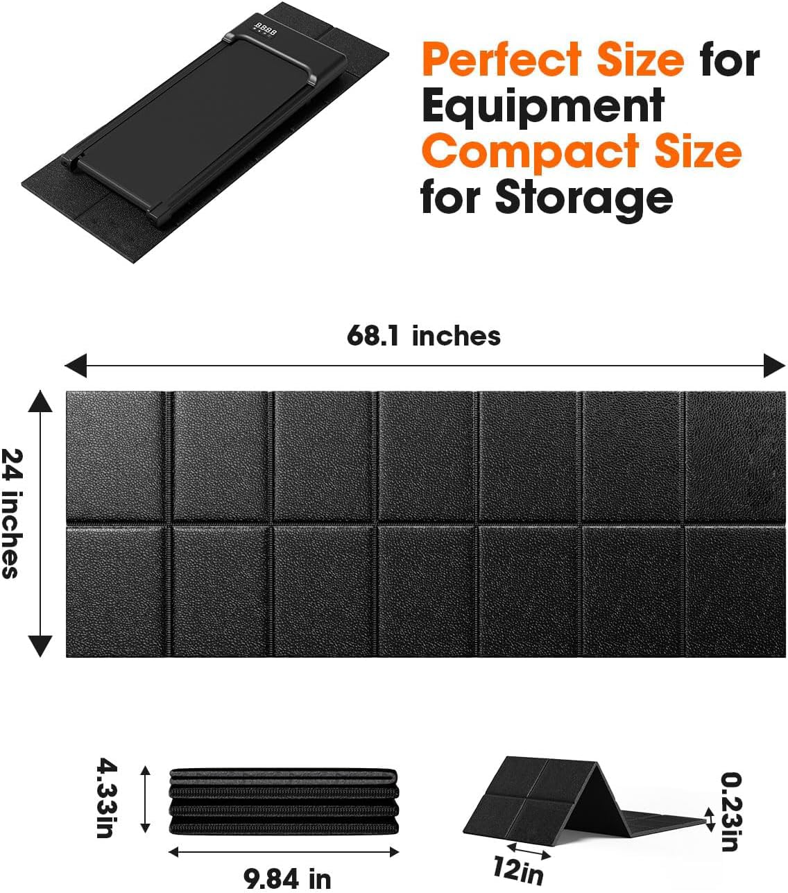 Walking Pad Treadmill Mat for Carpet Floors 68x24, 1/4“Thick Treadmill Mat for Hardwood Floors,Mat for Under Treadmill/Indoor Bike on Carpet, Exercise Equipment Mat, Waterproof, Noise Shock Absorption