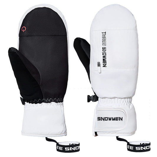 American Trends Ski Mittens for Women Men Warm Winter Gloves for Cold Weather Waterproof Touchscreen Ski Gloves for Women White XL
