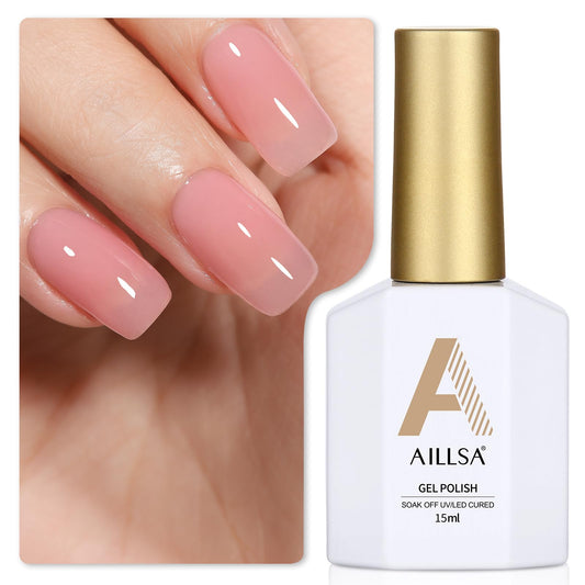 AILLSA Gel Nail Polish Nude Pink Gel Polish Sheer Neutral Color Jelly Gels Nail Polish Natural Translucent Soak Off U V Nails for Valentine Nail Art French Manicure at Home 0.51 Fl Oz /GB49