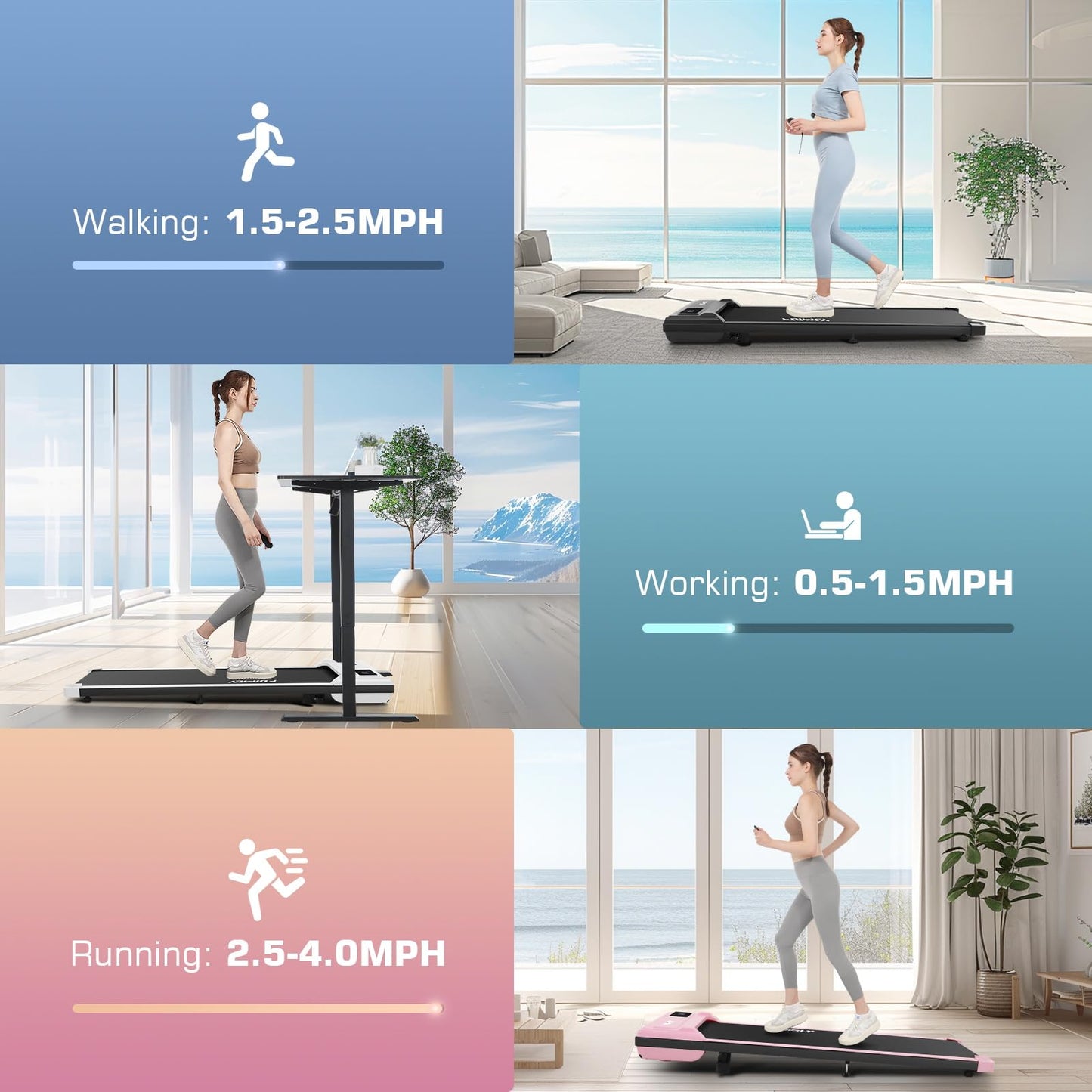 ANCHEER Under Desk Treadmill,3 in 1 Walking Pad Treadmill for Home,2.5HP Treadmill 300lb Capacity,Compact Treadmill with Remote Control,LED Touch Screen,Running Electric Machine