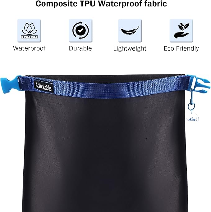 Waterproof Wet Bag for Swimsuit, Black Swim Bag for Beach Vacation Wet Clothes, Dry Bag for Camping Kayaking Boat Travel, Soap Travel Case, Blue Band