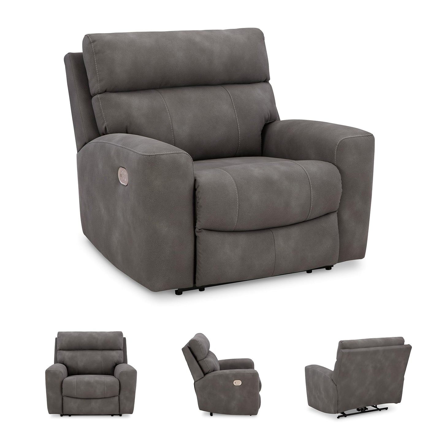 Signature Design by Ashley Next-Gen DuraPella Contemporary Faux Leather Wall Hugger Power Recliner with Adjustable Headrest and USB Ports, Dark Brown