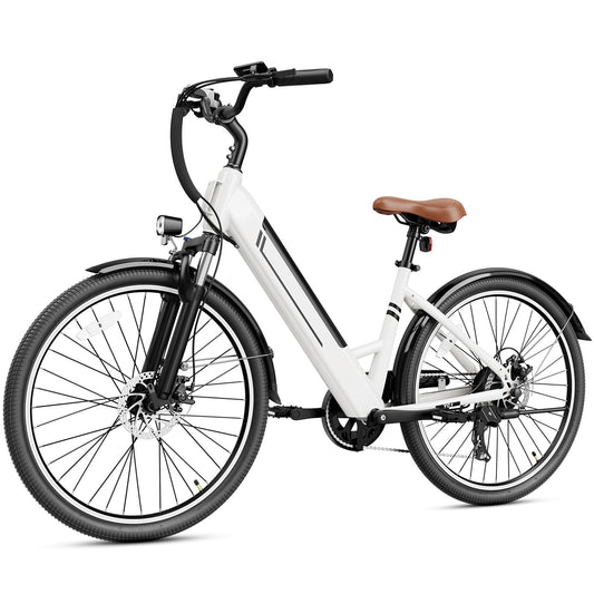 Jasion YC1 ST Electric Bike for Adults, Up to 23Mph, 750W Peak Motor Ebike, Range Up to 40Miles, 360WH Removable Battery, 26" E-Bike with 7 Speeds & Front Suspension for Commuting, Outdoor Leisure