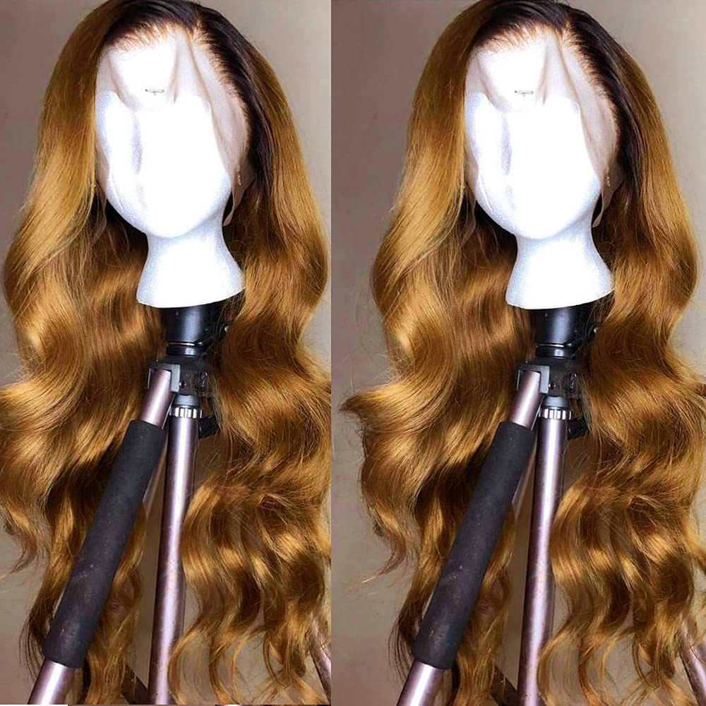 ANDRIA lace front wigs Honey Blonde Glueless Lace Wig Long Loose Wave Synthetic Heat Resistant Fiber Wig With Baby Hair Long Wavy Colorful Ombre blonde brown Colored lace front wig for Black Women