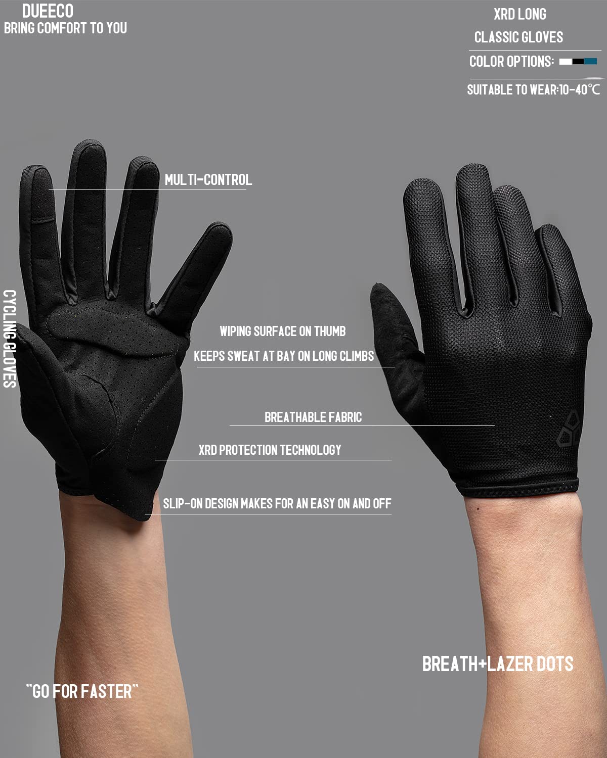 DUEECO Cycling Gloves,Bicycle Gloves,Bike Gloves for Men Women with 3MM XRD Padding Palm Classic Mountain Bike Gloves Riding Gloves On Road MTB Gloves with Touch Screen