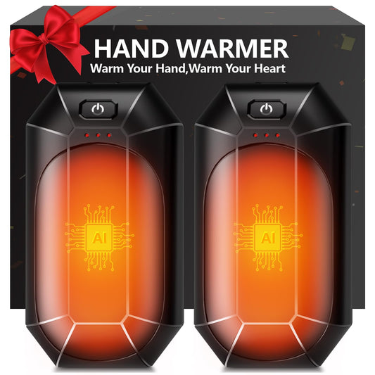 AI Hand Warmers Rechargeable 2 Pack,Portable Electric Hand Warmer Reusable,AI Smart Chip Hand Warmer for Outdoor Golf Hunting Camping Accessories,Warm Winter Gifts for Men Women Kids(Black)