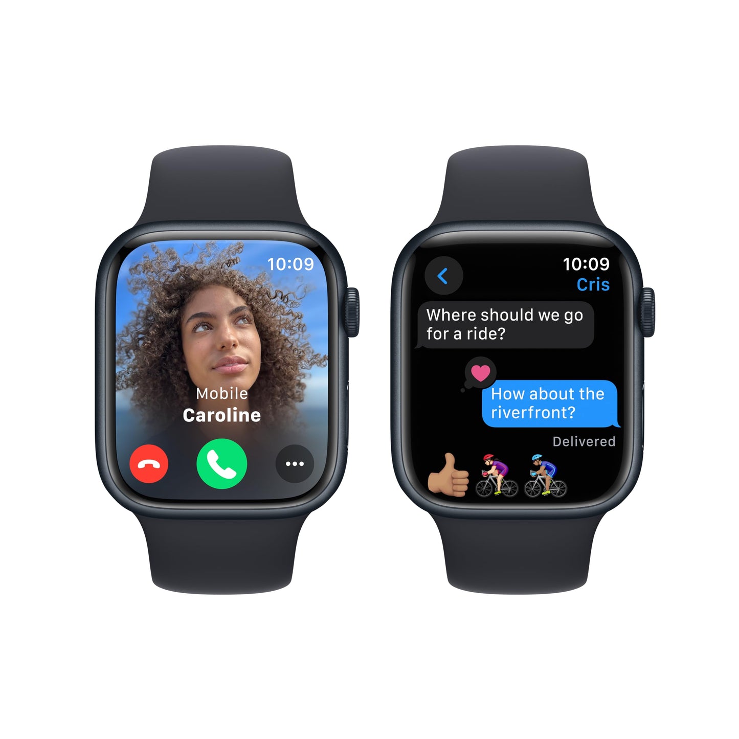 Apple Watch Series 9 [GPS 45mm] Midnight Aluminum Case with Midnight Sport Band M/L (Renewed)