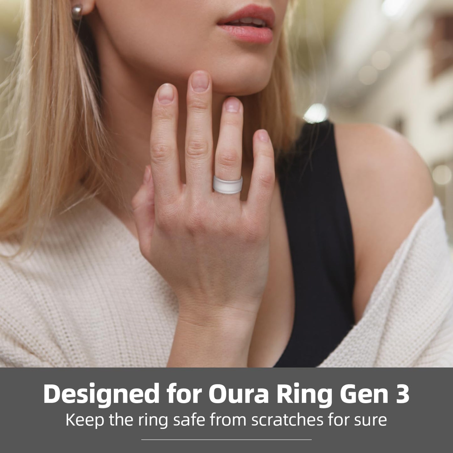 Wawoday Silicone Ring Protector Compatible with Oura Ring/Ringconn Ring Case, Elastic Ring Cover for Smart Ring Working Out (S (6/7/8/9/10), Clear)