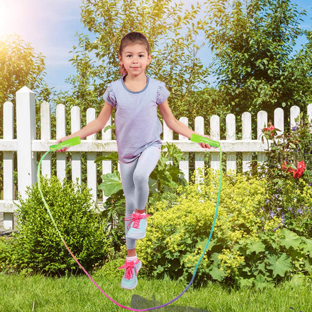 10 pcs Rainbow Jump Rope Set Durable Nylon Skipping Ropes,Safty Vibrant Jumping Ropes for Girls or Boys Physical Education Skipping Rope(7.2 Feet)