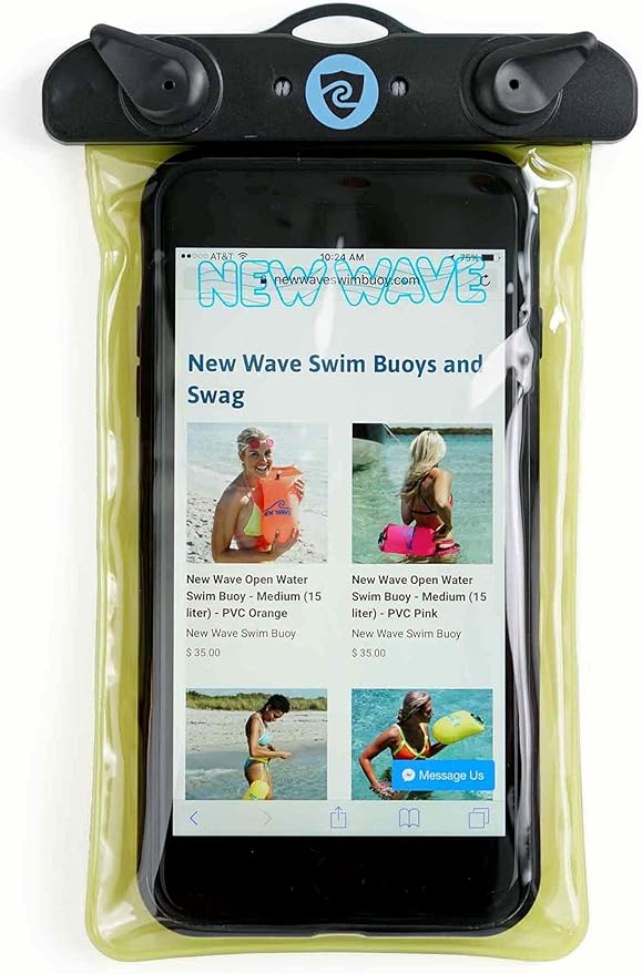 New Wave Waterproof Pouch for Open Water Swimmers and Triathletes - No Dry-Bag (Waterproof Phone Pouch)