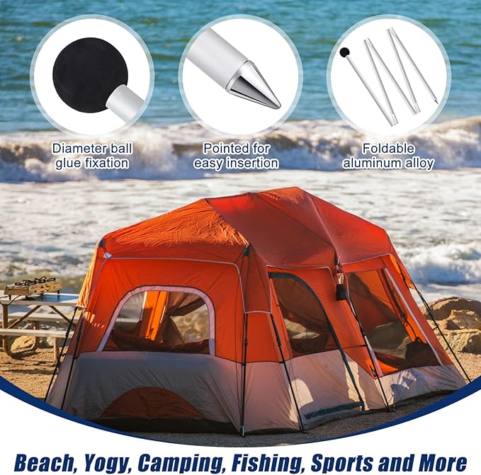 Ferraycle 4 Packs Tent Poles Replacement, Canopy Poles for Beach Accessories 6.6 Feet Beach Tent Canopy Extra Poles for Parties, Camping, Fishing