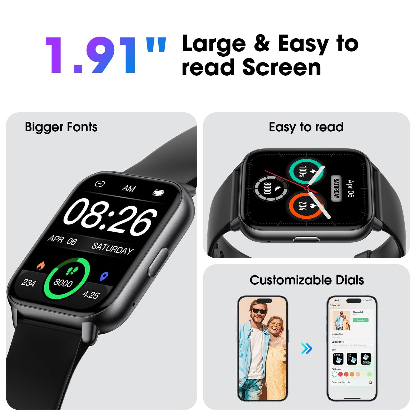 Kummel Smart Watch for Men Women, No App/Phone Required, Fitness Tracker with Pedometer, Bluetooth Call (Answer/Make Call), Heart Rate Blood Oxygen Monitor Step Counter, 100+ Sports Modes