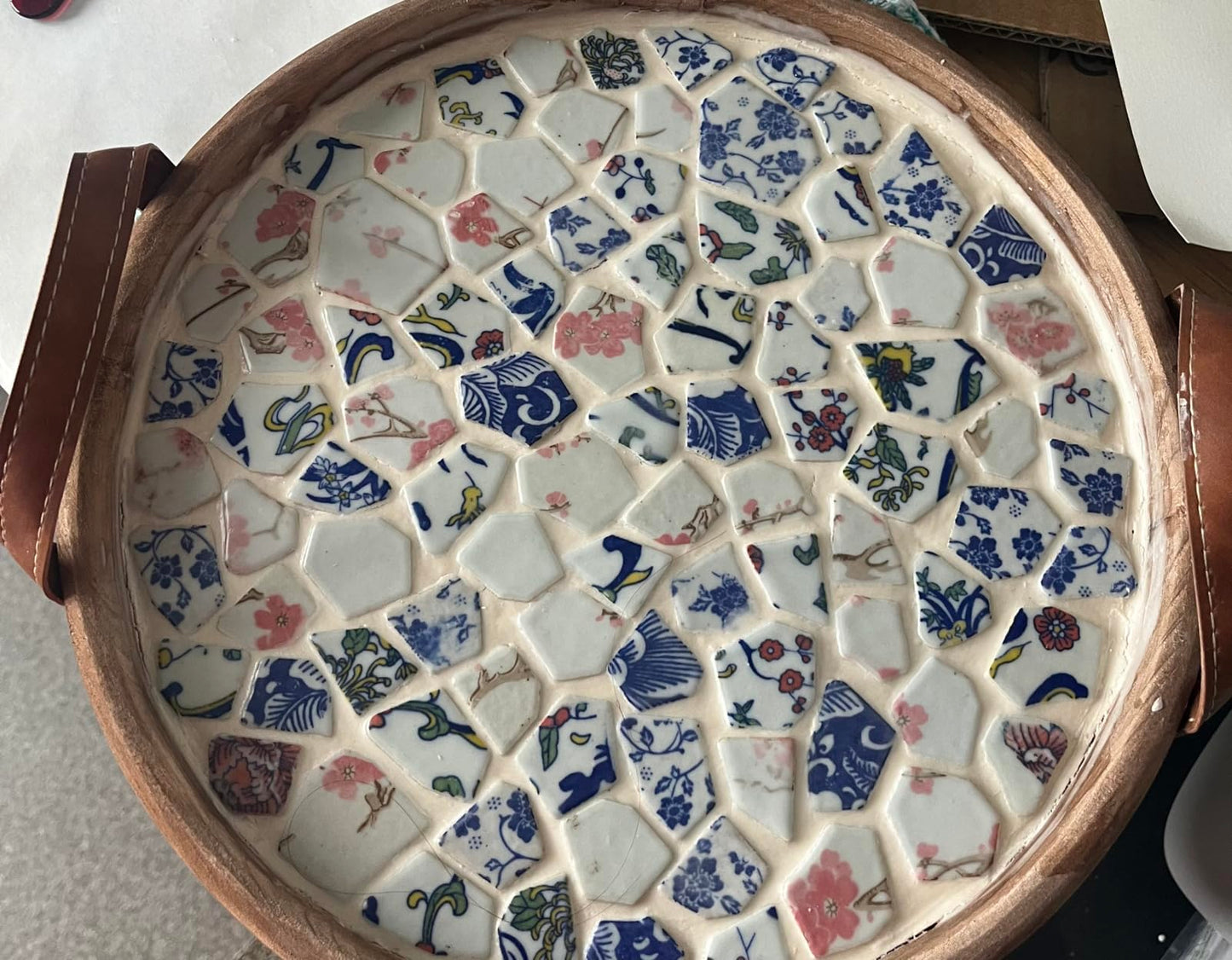 1.1 LB Porcelain Ceramic Mosaic Tiles,Broken Irregular Mosaic Tiles for DIY Craft Floor,Kitchen,Pool, Flower Pots Mosaic Making Supplies (Porcelain 10)