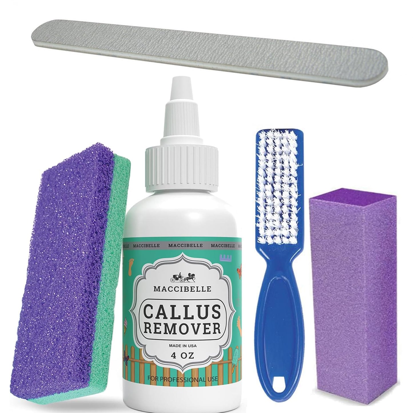 Maccibelle Callus Remover Extra Strength for Feet, Professional Callus and Corn Eliminator Liquid Gel 4 oz (Complete Kit)
