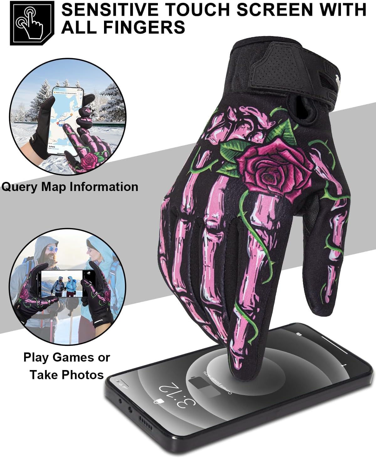 RIGWARL 10F°- 50F°Upgraded Winter Gloves Warm Waterproof, Thermal Cotton Cycling Gloves for Men Women with Touch Screen, Cold Weather Drving Gloves for Runing Camping Hiking Bike Walking Skiing Snow