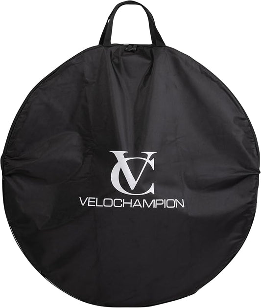 VeloChampion Waterproof Bicycle Wheel Bag Storage Cover | Mountain, Road or Gravel Bike | 650b. 700c. 26” 27.5” 29” Bicycle Wheelset Transport Travel Case (Black, 31.8" (MTB) x1)