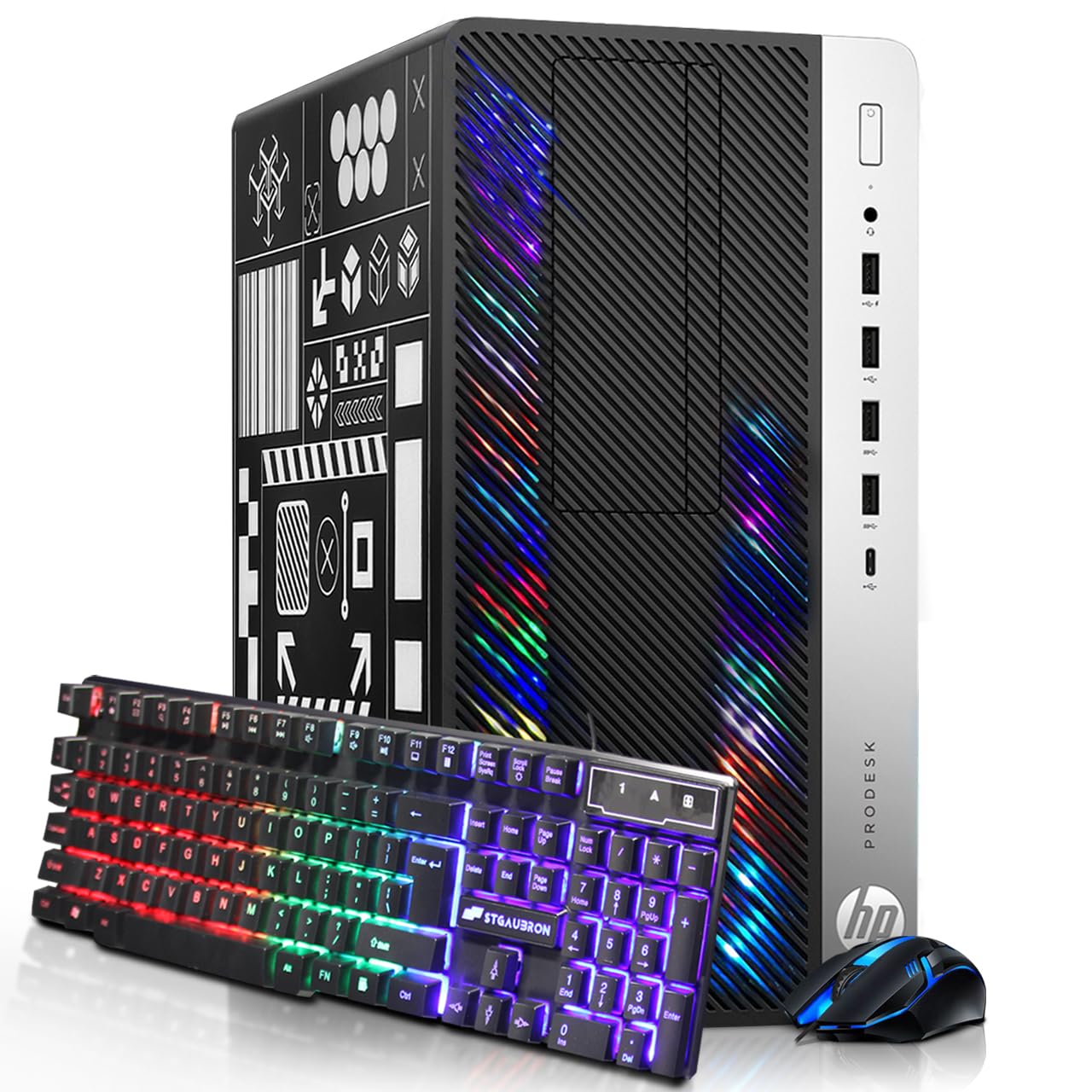 HP RGB Gaming Desktop Computer, Intel Quad Core I5-6500 up to 3.6GHz, GeForce GT 1030 2G GDDR5, 32GB DDR4, 512G SSD + 3T HDD, RGB Keyboard & Mouse, 600M WiFi & Bluetooth 5.0, Win 10 Pro (Renewed)
