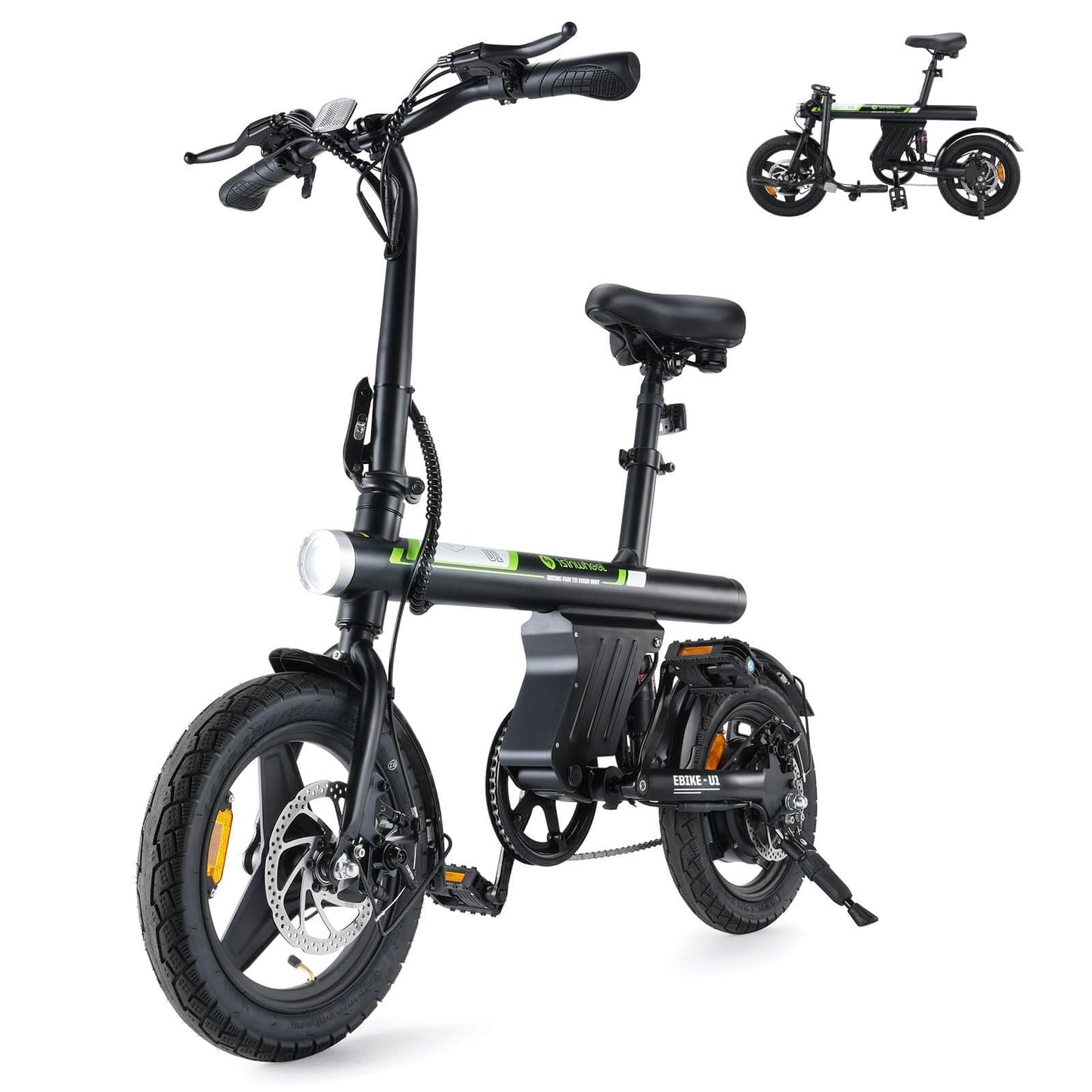 isinwheel U1 Electric Bike for Adults 500W Motor, 20 mph Folding Ebike