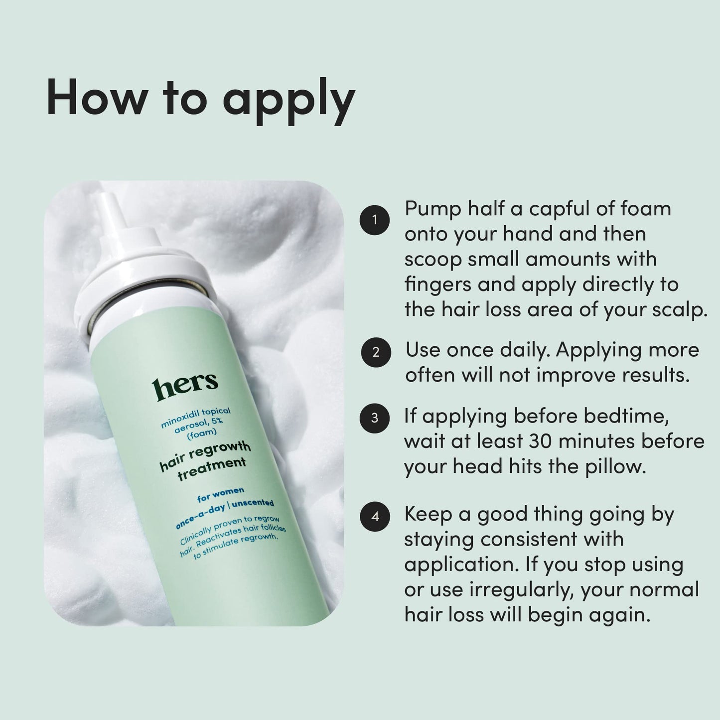 hers Topical Minoxidil Foam, 5% - Extra Strength Hair Growth Treatment for Women - Clinically Proven to Reduce Hair Loss in 3-6 Months - Unscented - 2 Pack, 4 Month Supply