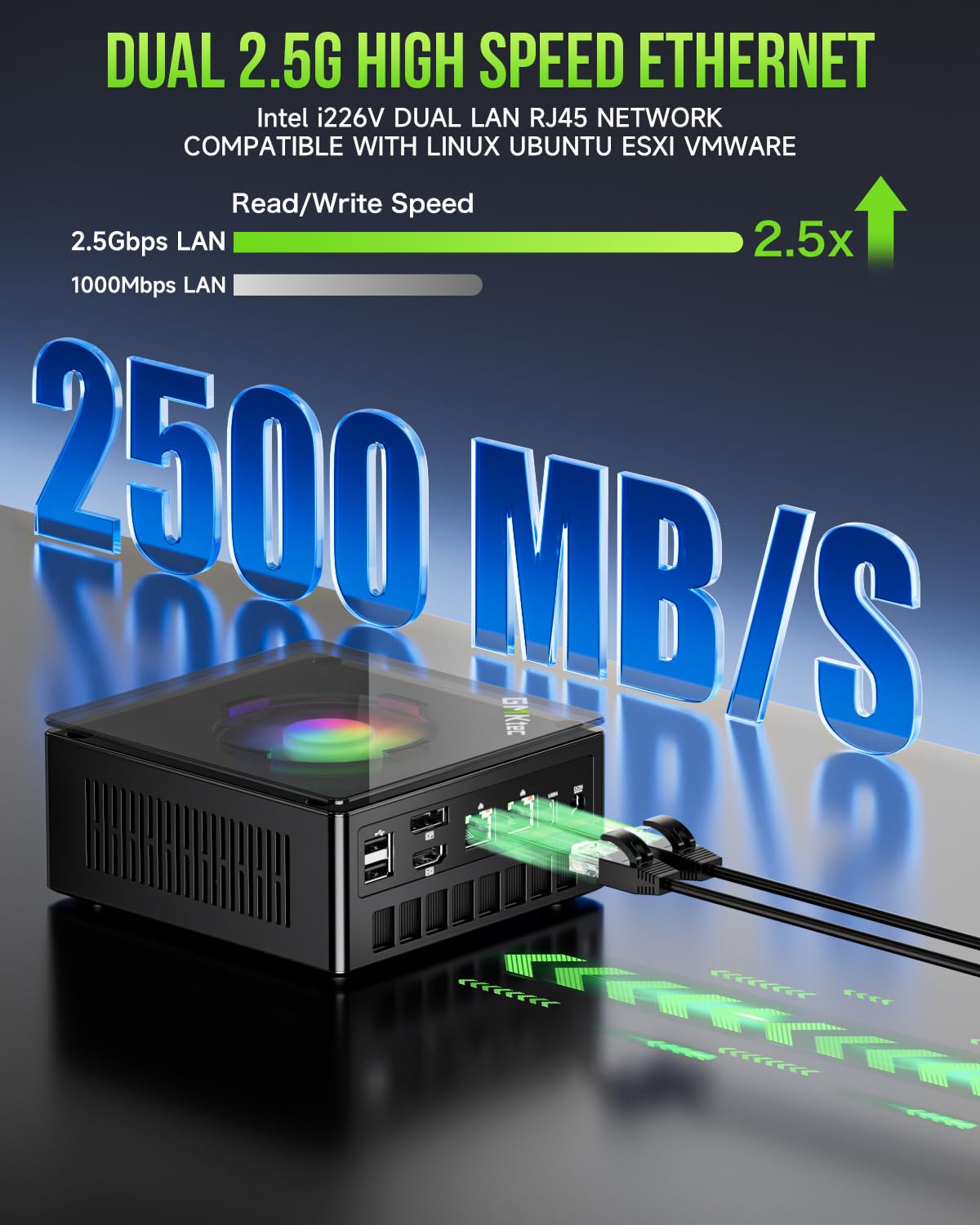 GMKtec Gaming Mini PC AMD Ryzen 9 8945HS (Turbo 5.1GHz) 32GB DDR5 2TB SSD, Computers PC Oculink, Dual NIC LAN 2.5G, WiFi 6, USB3.2, USB-C 4.0, BT5.2, DP, HDMI, Dual Fan Nucbox K11