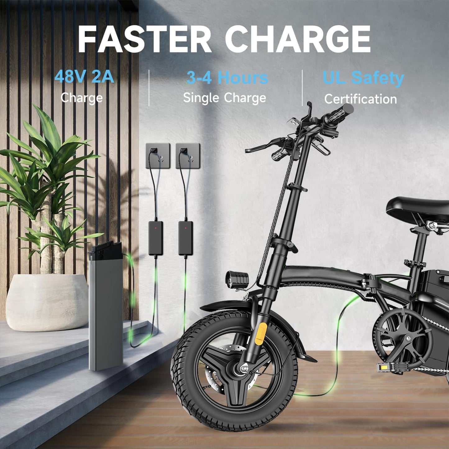 Electric Bike for Adults Peak 500W, 23MPH Max Speed Folding Electric Bicycles, 14" Mini Ebike Pedal Assist, 30° Uphill Shock Absorbers E-Bike, 48V12AH Removable Battery, Top 38 Miles PAS Range