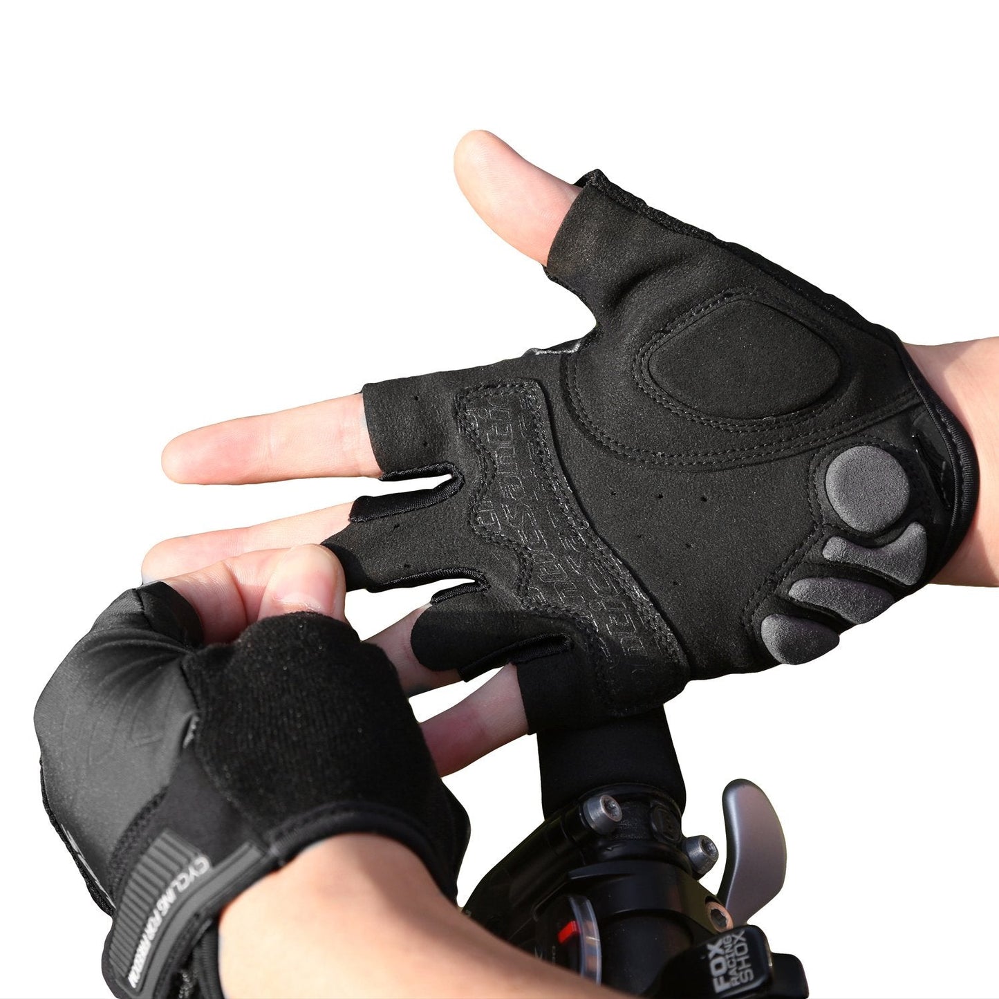 Santic Classic Fingerless Cycling Gloves with Shock-Absorbing Foam Pad Breathable Half Finger Moutain Bike Bicycle Riding Gloves for Men and Women Black S