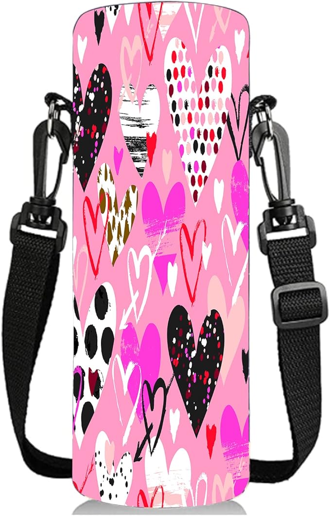 Water Bottle Sling Case Bag Carrier Holder - 500ML 750ML 1000ML Neoprene Water Bottle Sleeve Cooler Cover Pouch with Adjustable Shoulder Strap for Men Women Travel Camping Walking Hiking Running