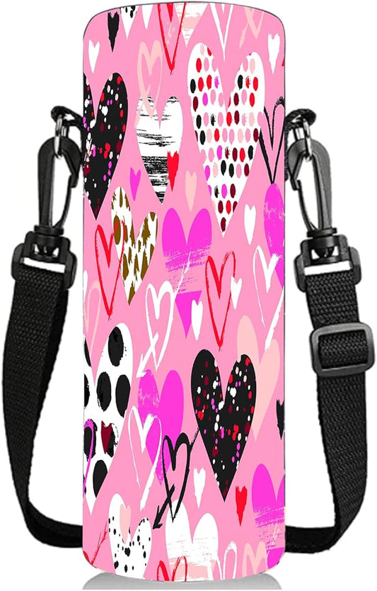 Water Bottle Sling Case Bag Carrier Holder - 500ML 750ML 1000ML Neoprene Water Bottle Sleeve Cooler Cover Pouch with Adjustable Shoulder Strap for Men Women Travel Camping Walking Hiking Running