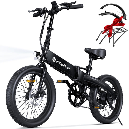 isinwheel U5 Electric Bike Adult 500W, 20" Folding Bikes, 20MPH Max Range 45+ Mile, 48V 374.4Wh Removable Battery, Weighs 48.5lbs, Suitable for Leisure Riding, UL 2849 Certified (Standard & Black)