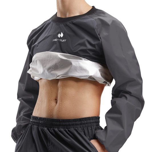 HOTSUIT Men's Sauna Suit Jacket Anti Rip Gym Workout Pullover Sauna Sweat Jacket, Grey, S